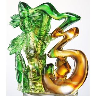 【開運陶源】水晶琉璃 竹 祝福(含水晶台座)