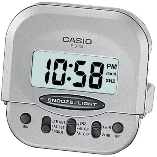 【CASIO 卡西歐】輕巧型摺疊電子鬧鐘(銀-PQ-30-8DF)熱門推薦