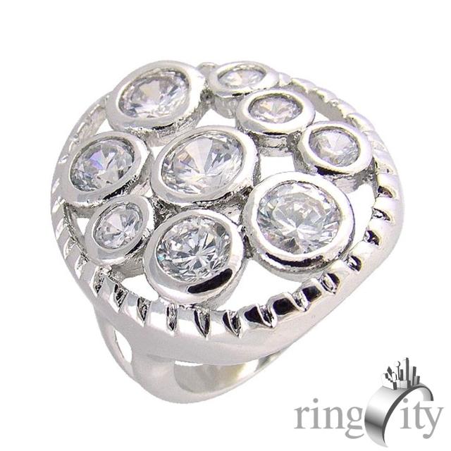 【RingCity】八心八箭圓形組合鏤空造型戒(白鑽色系列)新品上市