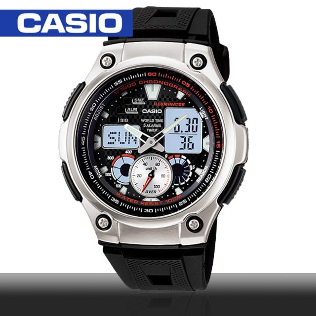 【CASIO 卡西歐】日系-賽車款多功能雙顯錶(AQ-190W)開箱