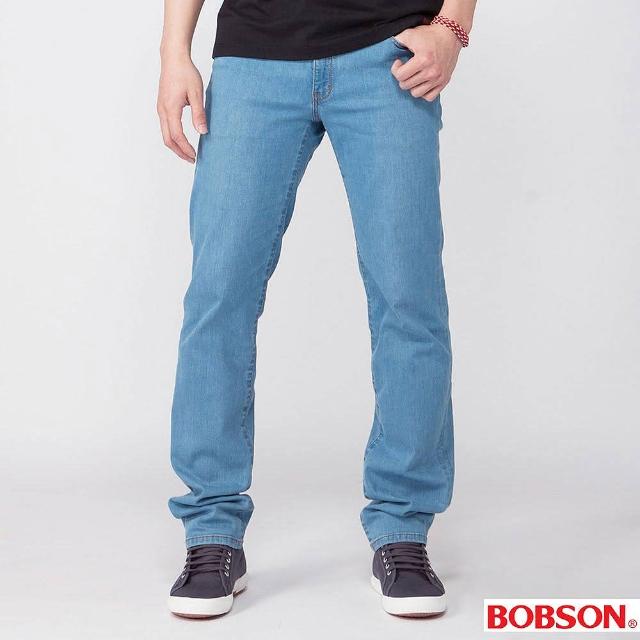 【BOBSON】男款低腰膠原蛋白彈性直筒褲(淺藍1790-58)