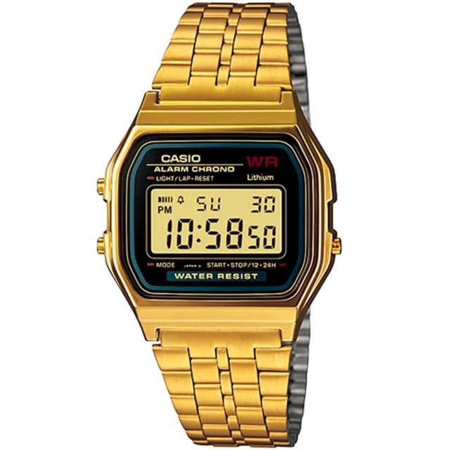 【CASIO 卡西歐】金色年華復古方型休閒錶(黑x金/33mm)比價