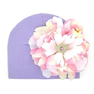 【美國Jamie Rae】女寶寶/女童100%純棉帽_薰衣草紫棉帽+清新粉白大牡丹(JRCHP08)