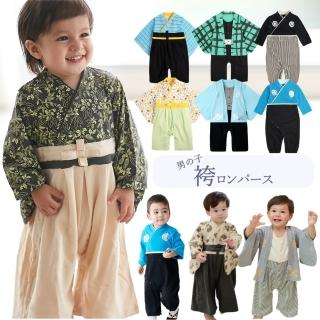 【baby童衣】兒童套裝 寶寶連身衣 男和服套裝 假兩件日式經典造型和服 37303(黑色)限量出清