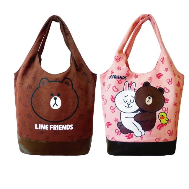 【LINE FRIENDS】MIT俏麗背袋(草莓粉情侶/咖啡熊大)破盤出清