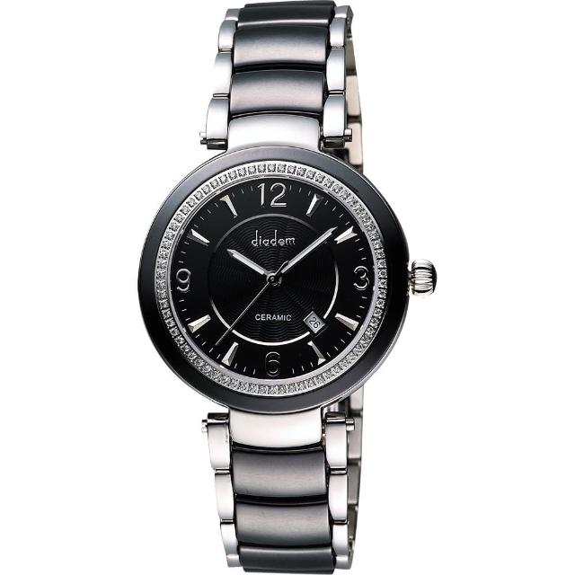 【Diadem】黛亞登 都會女伶晶鑽陶瓷腕錶-黑(8D1407-511DD-D)物超所值