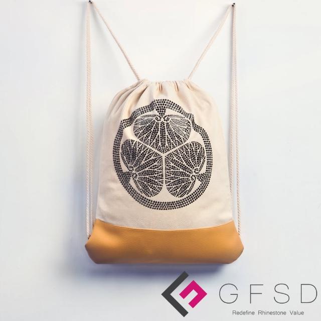 【GFSD璀璨水鑽精品】德川家康-礦黑(戰國武將家徽抽繩束口後背包)站長推薦