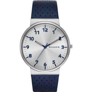 【SKAGEN】都會時尚大三針石英腕錶-銀x藍(SKW6162)