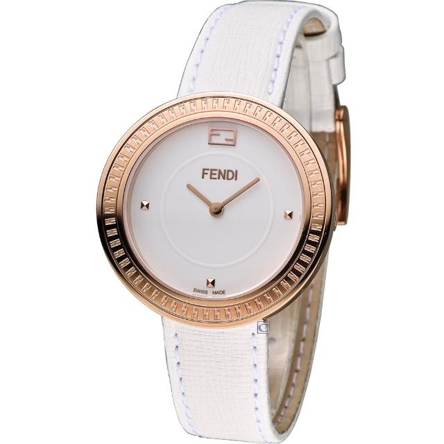 【FENDI】MY WAY 芬迪輕盈美學時尚腕錶(F350534041 白x玫瑰金色)