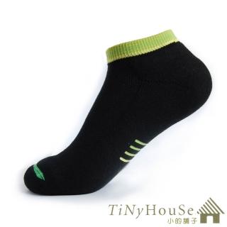 【TiNyHouSe】舒適襪系列 厚底健行船襪 超值2雙組(黑底綠線F號 T-10)