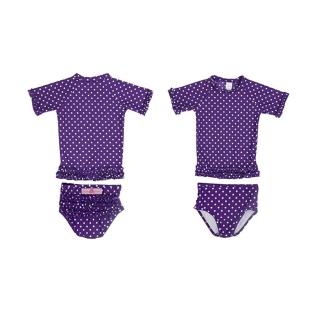 【美國 RuffleButts】美國 RuffleButts 小女童比基尼泳裝_深紫白點點泳裝(RBSW07-07)