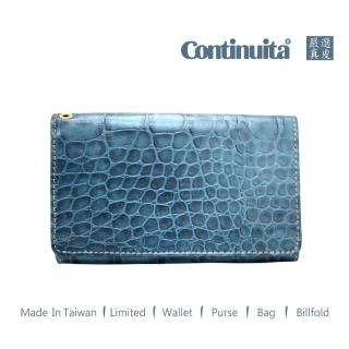 【真皮屋 CONTINUITA】MIT 鱷魚紋手拿包(藍色)