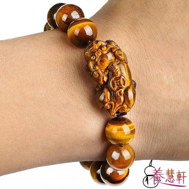 【養慧軒_12H】天然黃金虎眼石 招財咬錢貔貅手鍊(主墜長30mm)