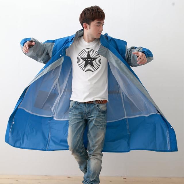 超值推薦-【OutPerform雨衣】勁馳率性連身式風雨衣-藍/灰(機車雨衣、戶外雨衣)