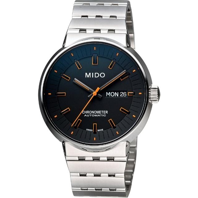 【MIDO】All Dial 羅馬競技系列特別版機械腕錶-黑x橘時標/42mm(M834041819)福利品出清