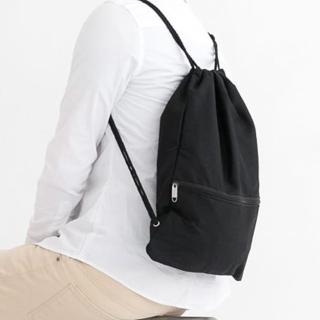 休閒束口袋 簡單素面風格帆布潮流後背包.肩背包 束口包