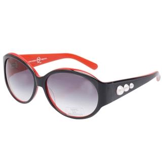 【Alexander McQueen】100%抗UV珍珠造型太陽眼鏡(黑X紅MC 23364-C3)
