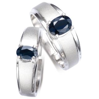 【寶石方塊】真情相愛天然1克拉/0.5克拉黑藍寶石對戒