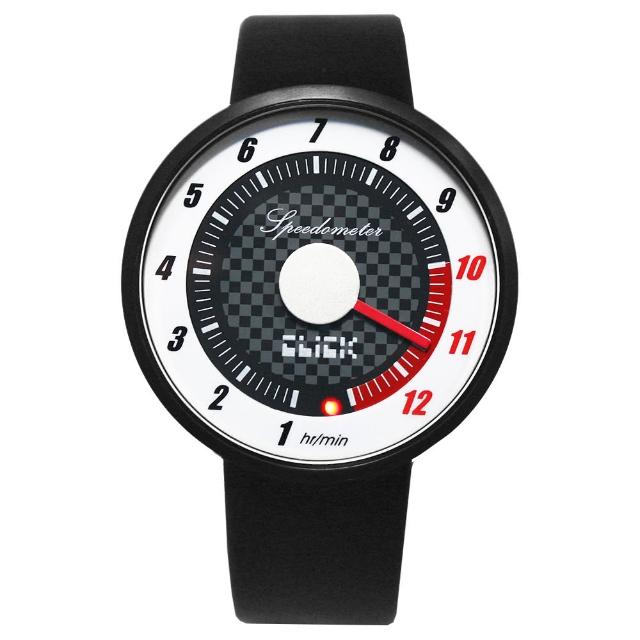 【CLICK】飆速儀表個性皮帶錶-黑框白(CL-SP-BKWH)