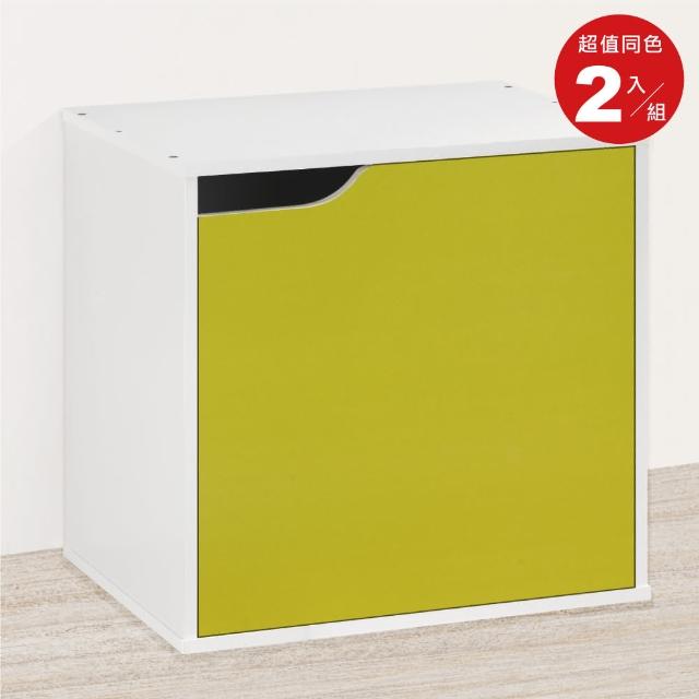 【HOPMA】單門二層櫃〈2入〉台灣製造 收納雙格櫃 儲藏空櫃 置物書櫃(白/藍預購-預計8/25出貨)
