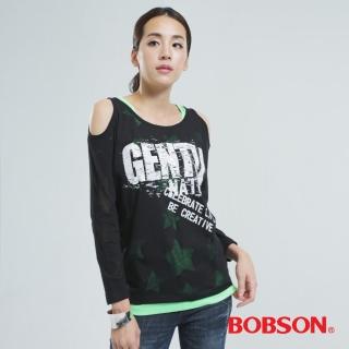 【BOBSON】兩件式燒花布上衣(黑色33096-88)