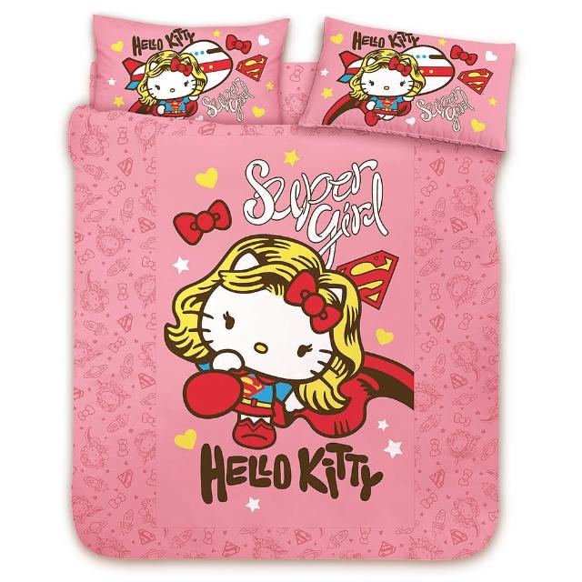 好物推薦-【享夢城堡】HELLO KITTY 女超人系列(雙人純棉四件式床包涼被組-粉)