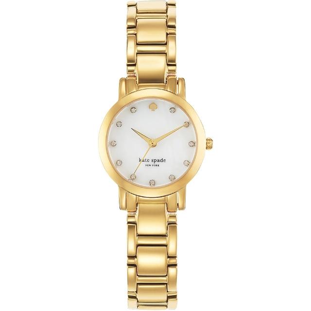 【Kate Spade】Gramercy 紐約甜心晶鑽腕錶-珍珠貝x金/25mm(1YRU0145)