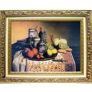 【開運陶源】靜物水果麵包葡萄酒 富足安逸4(柔美系列 中幅)