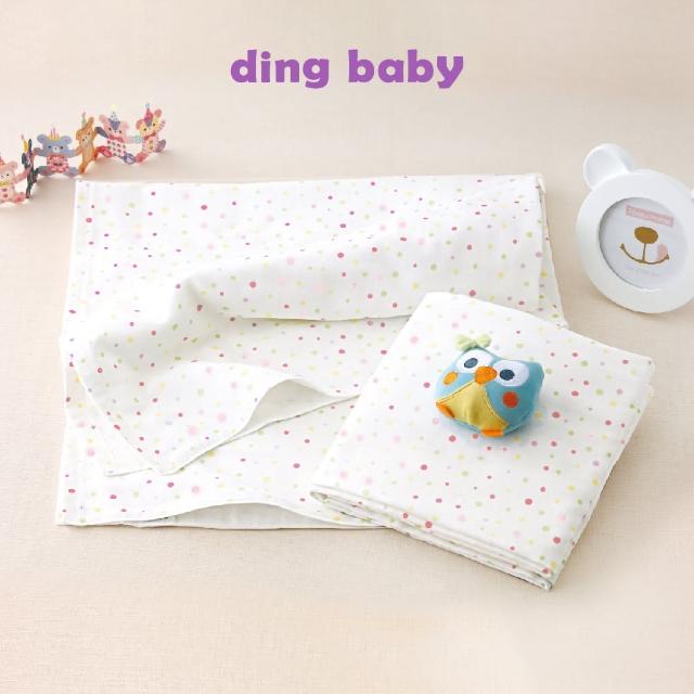 【Ding baby】純棉紗布大浴巾-2入/台灣製嬰兒寶寶用品包巾薄被(粉點)