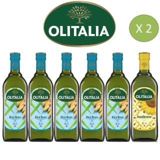 【Olitalia奧利塔】超值樂活玄米油+葵花油禮盒組(1000mlx 12 瓶)