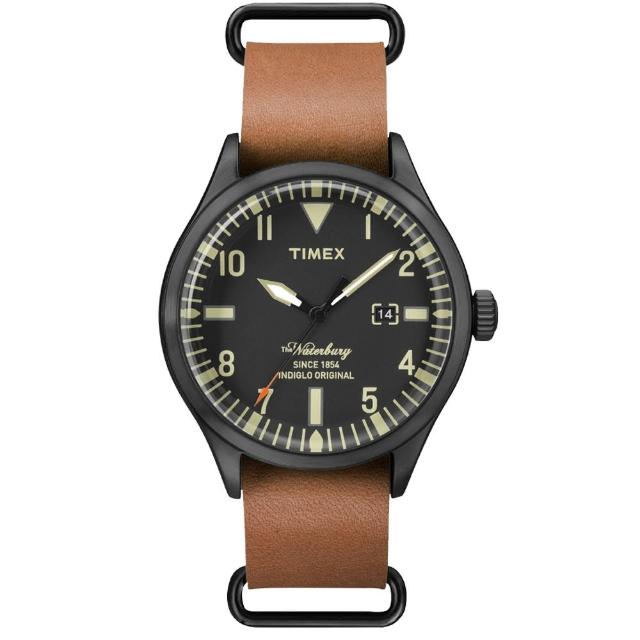 【TIMEX】160周年刻劃時代日期皮帶錶-黑x咖啡(TW2P64700)秒殺搶購