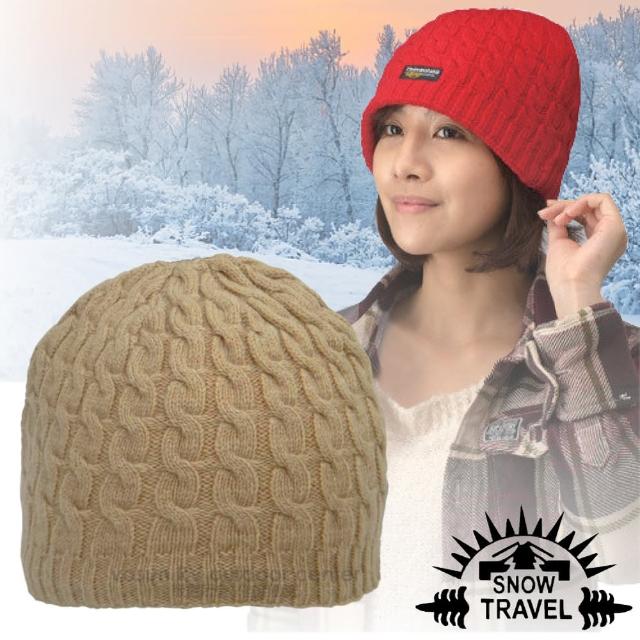 經典款式【SNOW TRAVEL】3M Thinsulate 頂級素面麻花彈性保暖羊毛帽(AR-18 卡其)