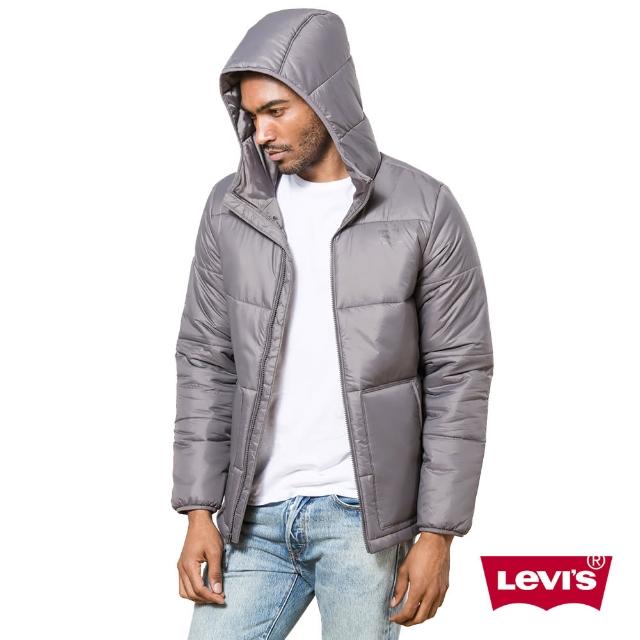 【Levis】男款鐵灰色連帽拉鍊厚夾克外套超值推薦