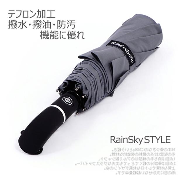 【RainBow】Teflon_大型48吋超潑水自動傘-防風傘/折疊晴雨傘(俐落灰)
