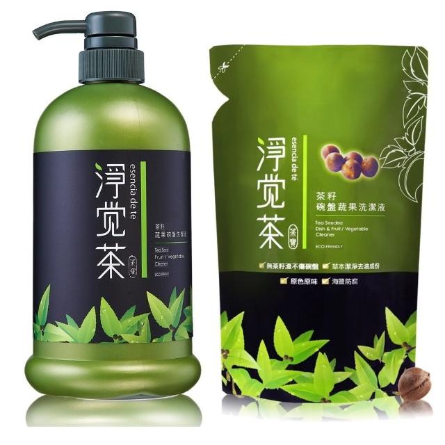 【茶寶茶籽】淨覺茶 茶籽碗盤蔬果洗潔液1瓶+補充包12包(經典特惠組)比較推薦