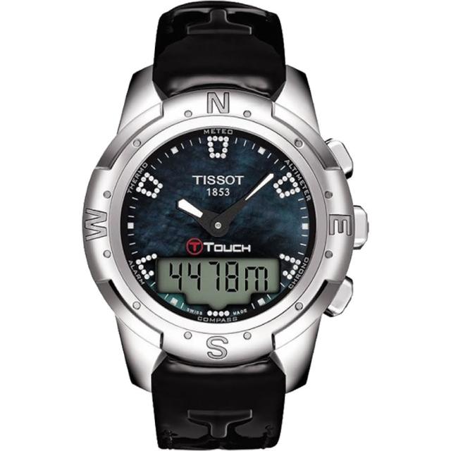 【TISSOT】T-TOUCH II 鈦真鑽多功能觸控錶-黑貝/42.7mm(T0472204612600)