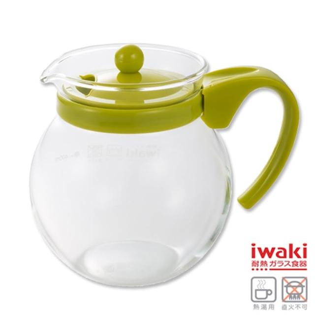 站長推薦-【iwaki】耐熱玻璃茶壺640ml(綠/粉)