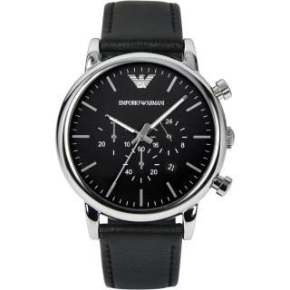 【Emporio Armani】Classic 城市時尚計時腕錶-黑/46mm(AR1828)