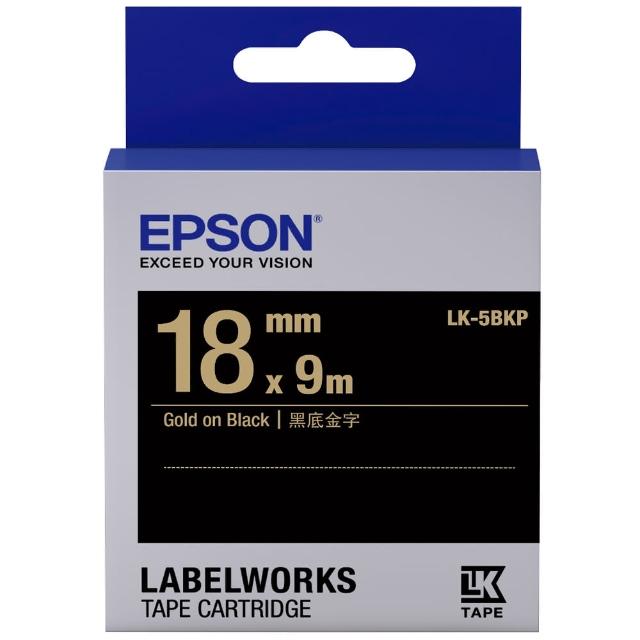 【EPSON】標籤機色帶 黑底金字/18mm(LK-5BKP)站長推薦