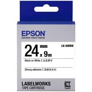 【EPSON】高黏性標籤帶 白底黑字/24mm(LK-6WBW)