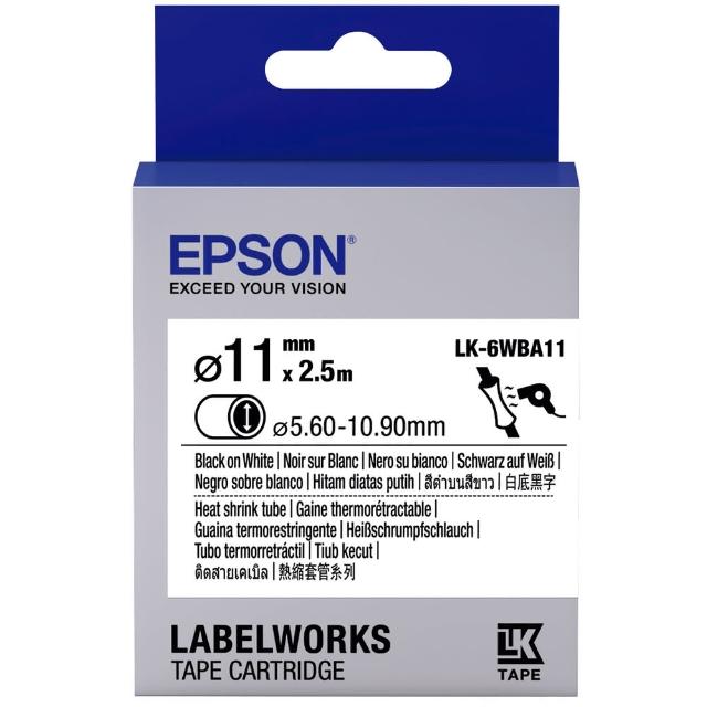 【EPSON】標籤機色帶熱縮套管系列白底黑字/24mm(LK-6WBA11)物超所值