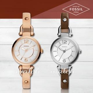 【FOSSIL】都會淑女款_甜美氣質指針真皮女錶(ES3745)