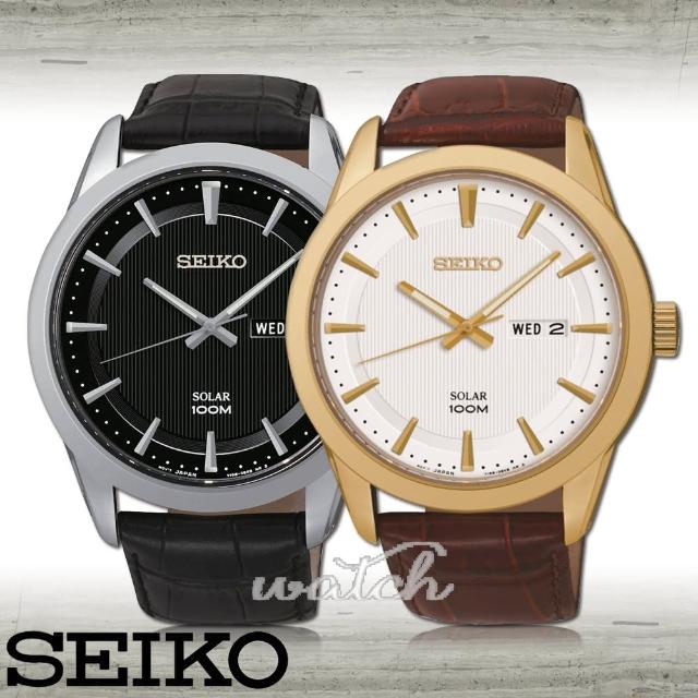 【SEIKO 精工】送禮首選_經典質感紳士_太陽能男錶(SNE363P2/SNE366P2)促銷商品