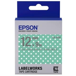 【EPSON】標籤帶 粉綠圓點底灰字/12mm(LK-4FAY)