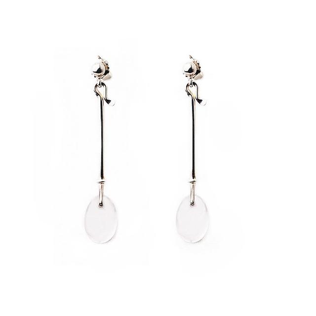 【Georg Jensen】Dew Drop 白水晶針式純銀耳環-60mm