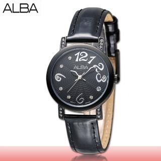 【SEIKO 精工 ALBA 系列】簡約優雅指針型錶款_黑色皮革數字_女錶(AG8443X1)