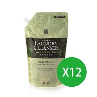 【香草集JustHerb】茶樹檜木洗衣精1000ml補充包12入(潔淨清香不傷手)