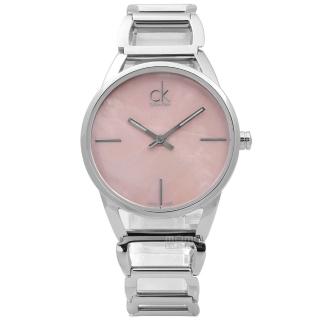 【Calvin Klein】迷人優美光環珍珠母貝不鏽鋼手錶 粉色 33mm(K3G2312E)