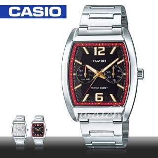 【CASIO 卡西歐】時尚指針酒桶型不鏽鋼男錶(MTP-E302D)