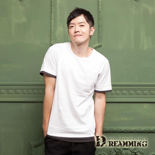 【Dreamming】韓系素面百搭假兩件長版短T(共四色)